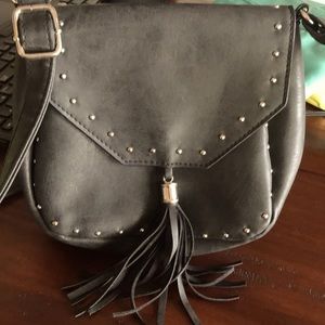 Forever21 Black Crossbody with studs and fringe